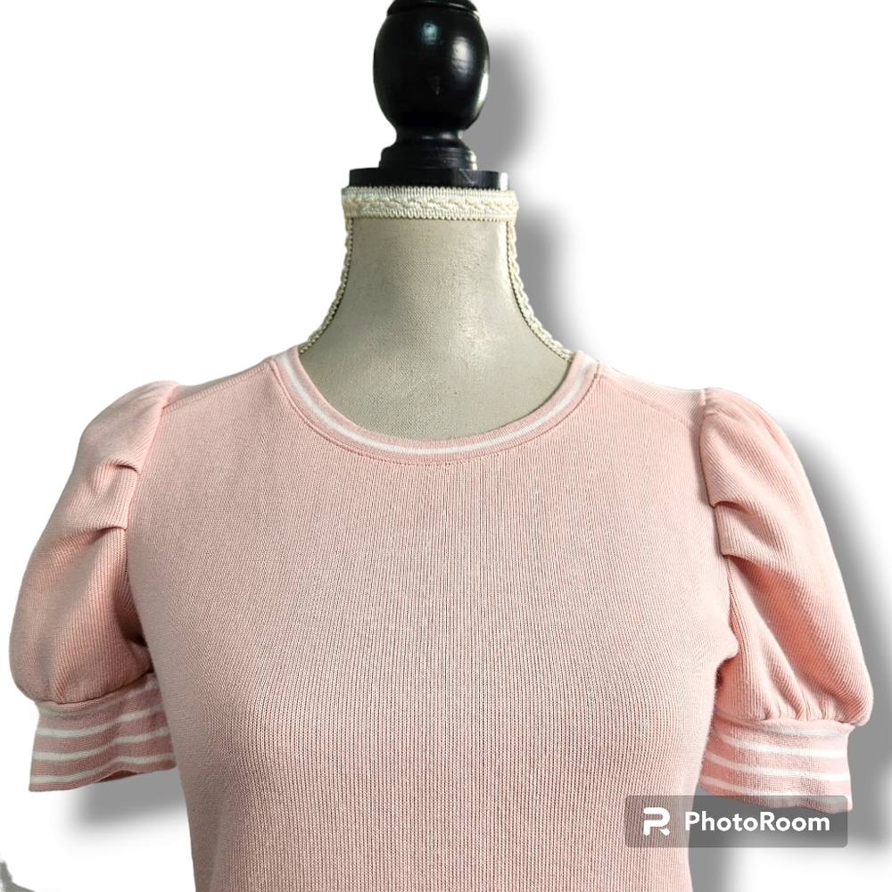 Marcs | Pink & White Shell Cove Knit Short Sleeve | size XS - Picture 4 of 9